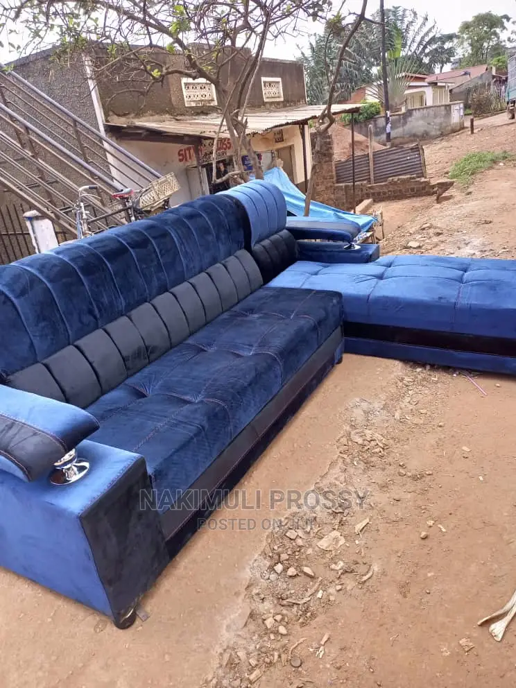 L Sofa Blue 5 Seater