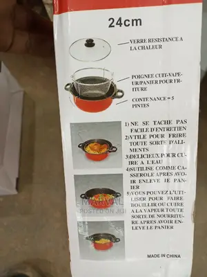 Fryer Deep Fat Frying Basket Pot With Glass Lid