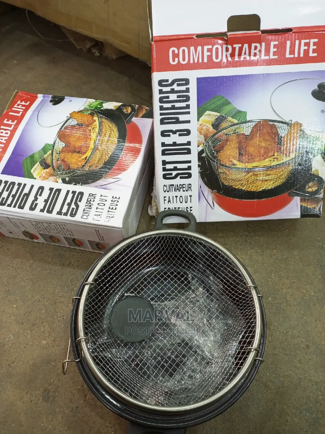 Fryer Deep Fat Frying Basket Pot With Glass Lid
