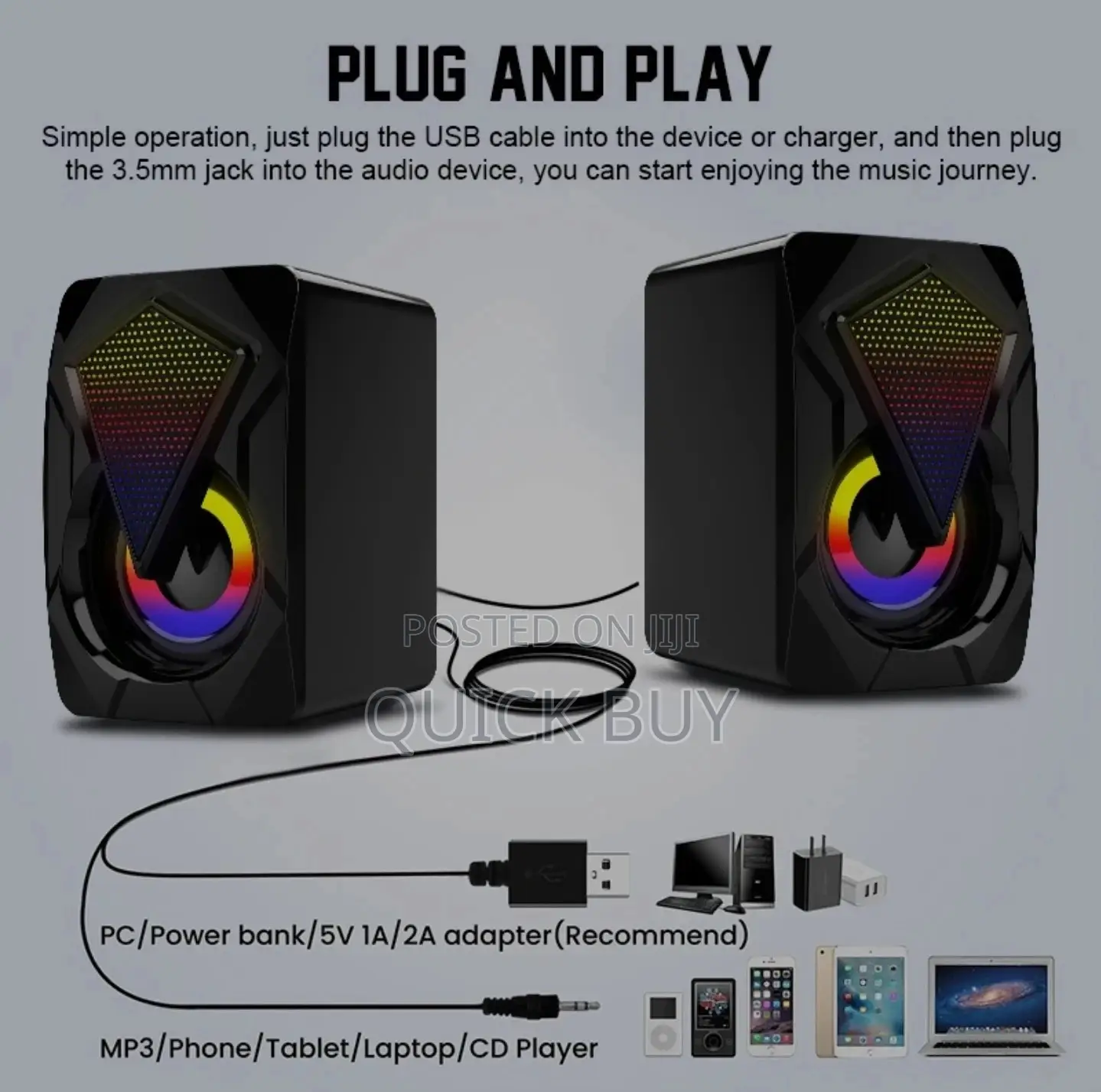 Mini Stereo Pc/ Laptop RGD Led Speakers