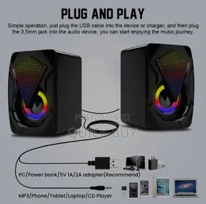 Mini Stereo Pc/ Laptop RGD Led Speakers