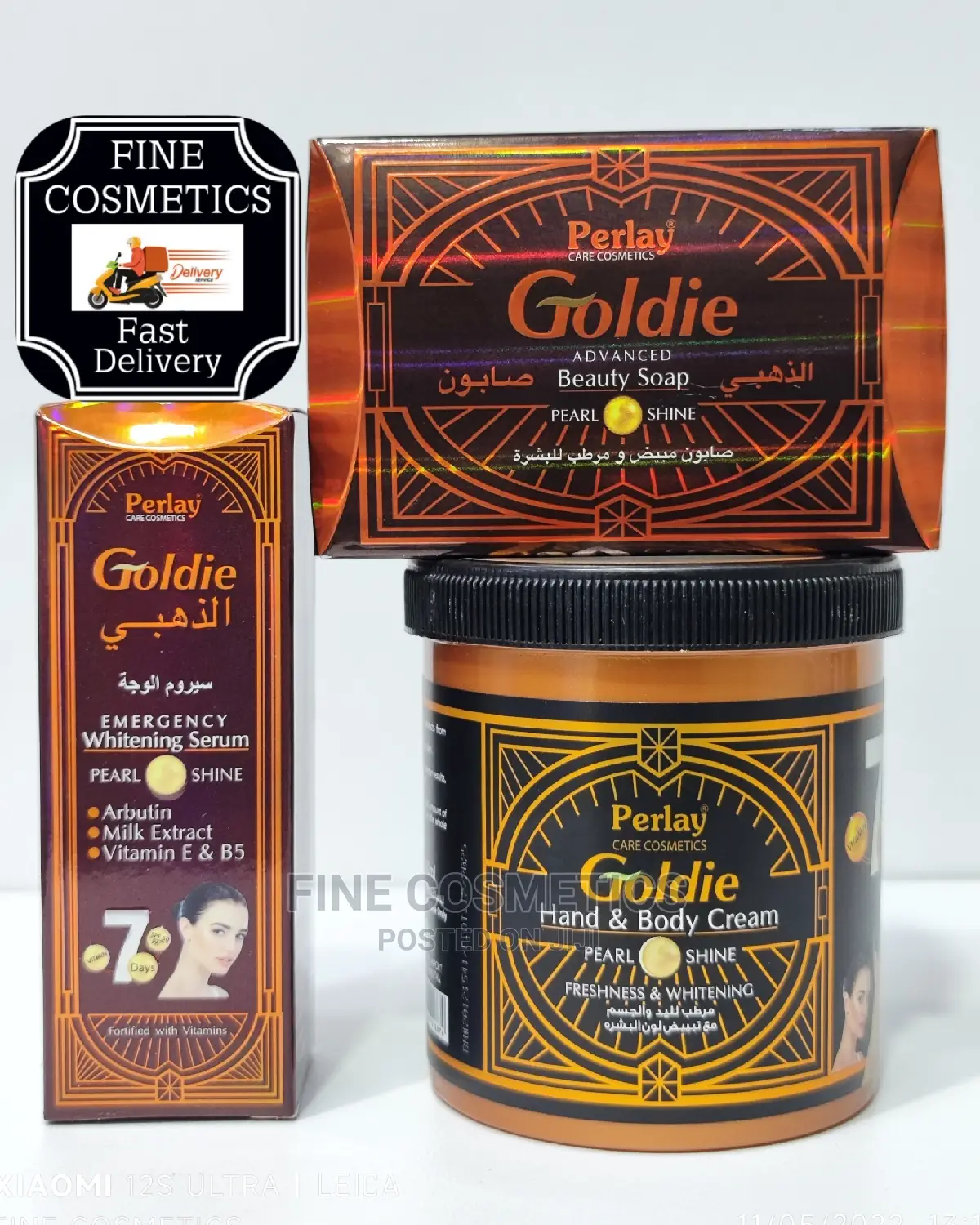 Perlay Goldie Emergency Whitening Set of Cream, Soap + Serum