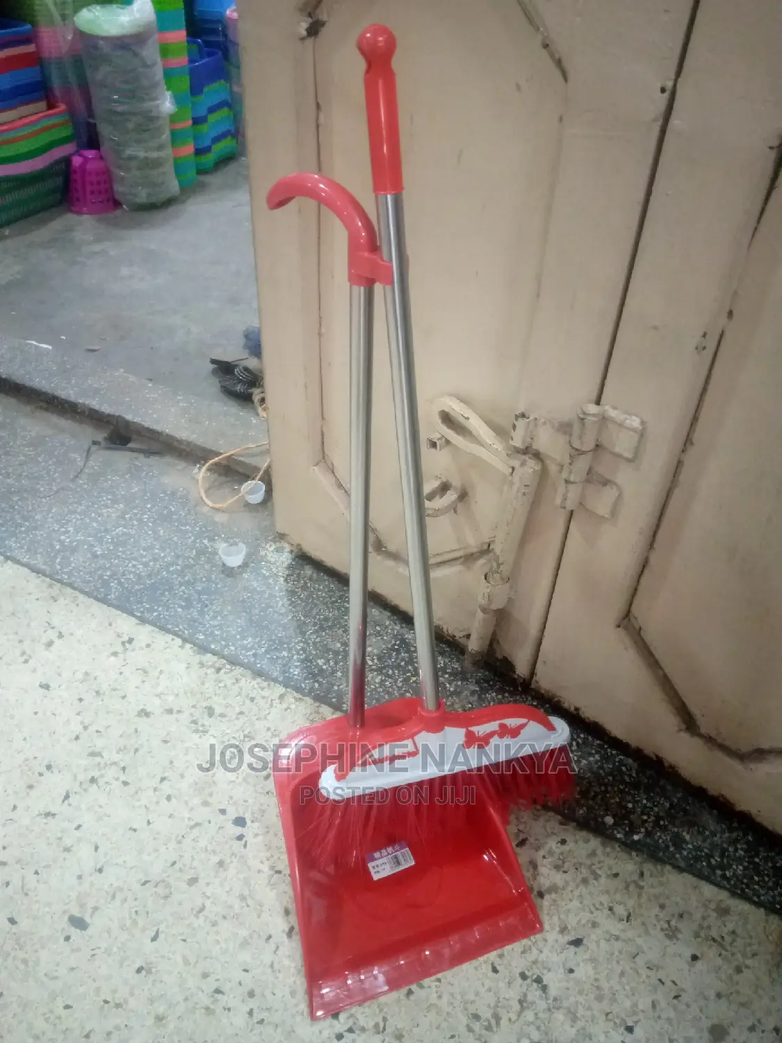 Dust Pan With Broom, Red