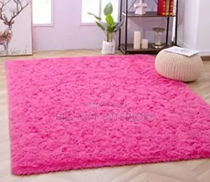 Pink Fluffy Bedside/Center Carpet Medium
