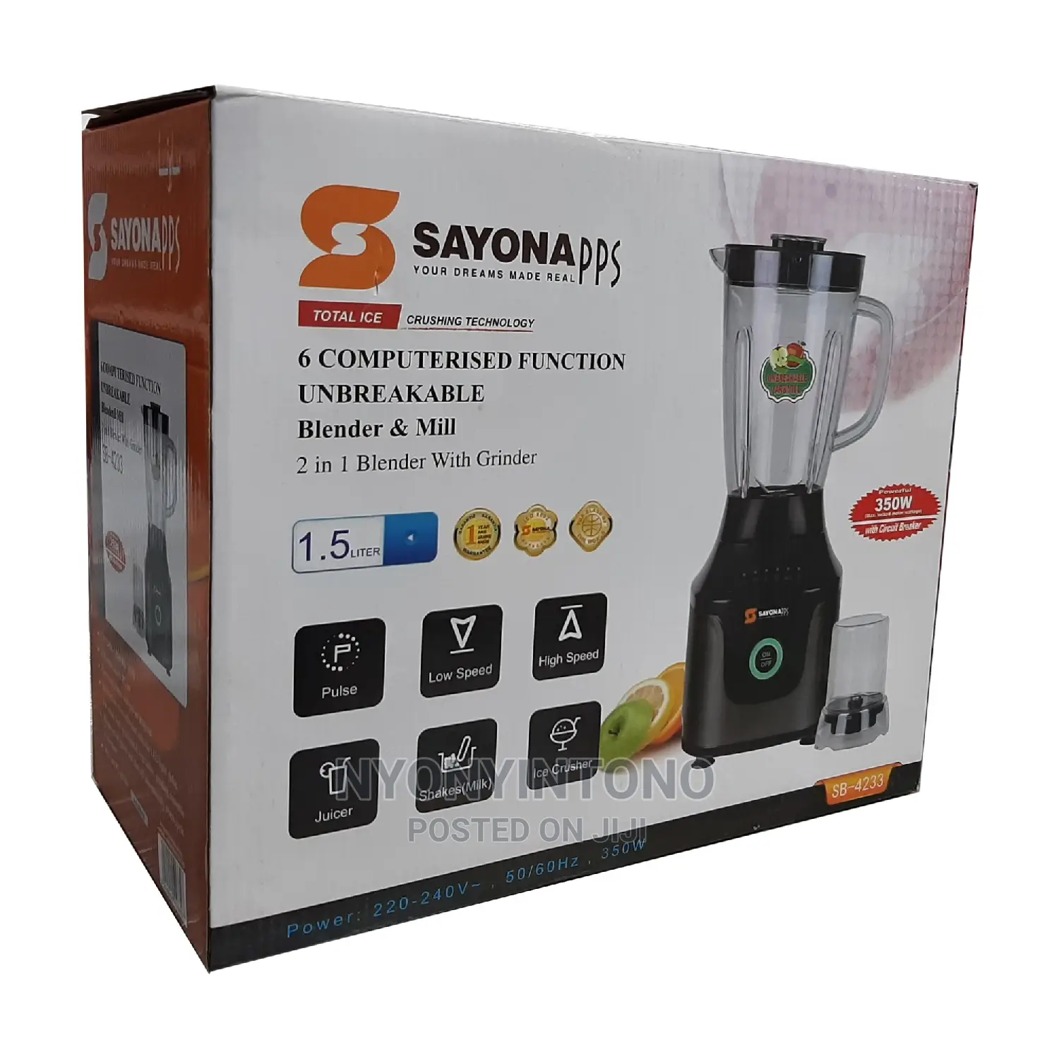 Sayona Blender With Powerfull Motor and Unbreakable Jug