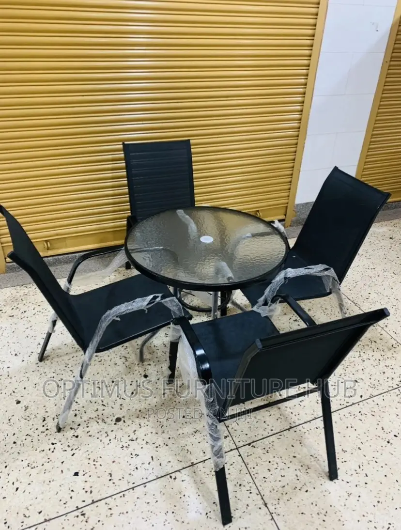 Glass Table, Four Chairs