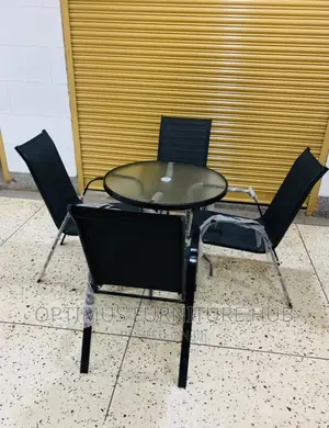 Glass Table, Four Chairs
