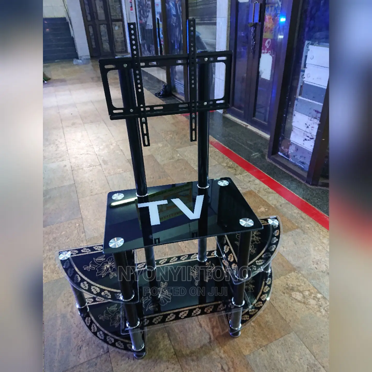 Glass Tv Stand With Space for Woofers