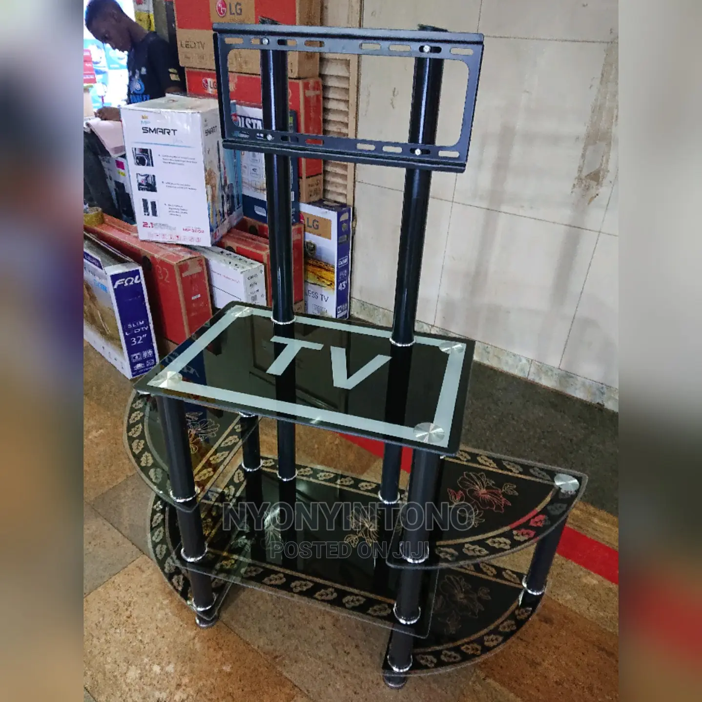 Glass Tv Stand With Space for Woofers
