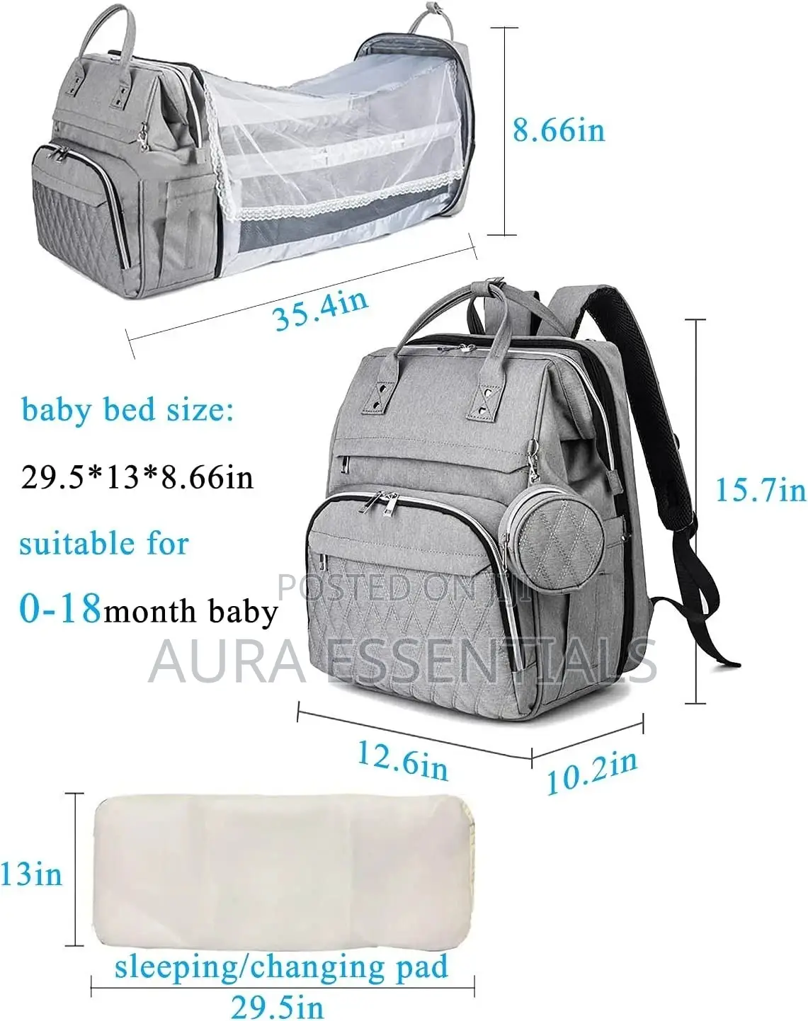 Multifunction Baby Diaper Bag and Bed