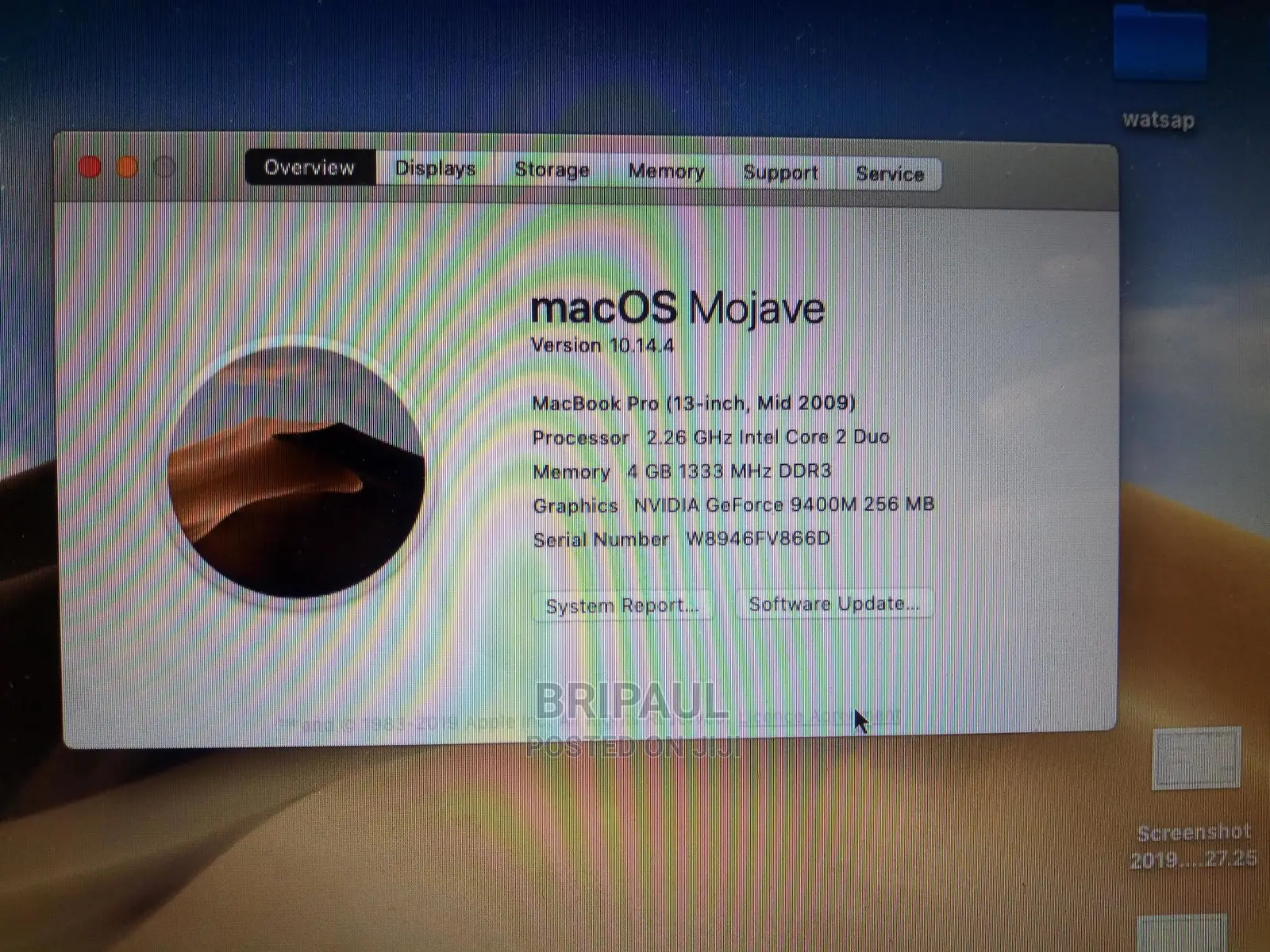Laptop Apple MacBook Pro 2010 4GB Intel Core 2 Duo HDD 160GB
