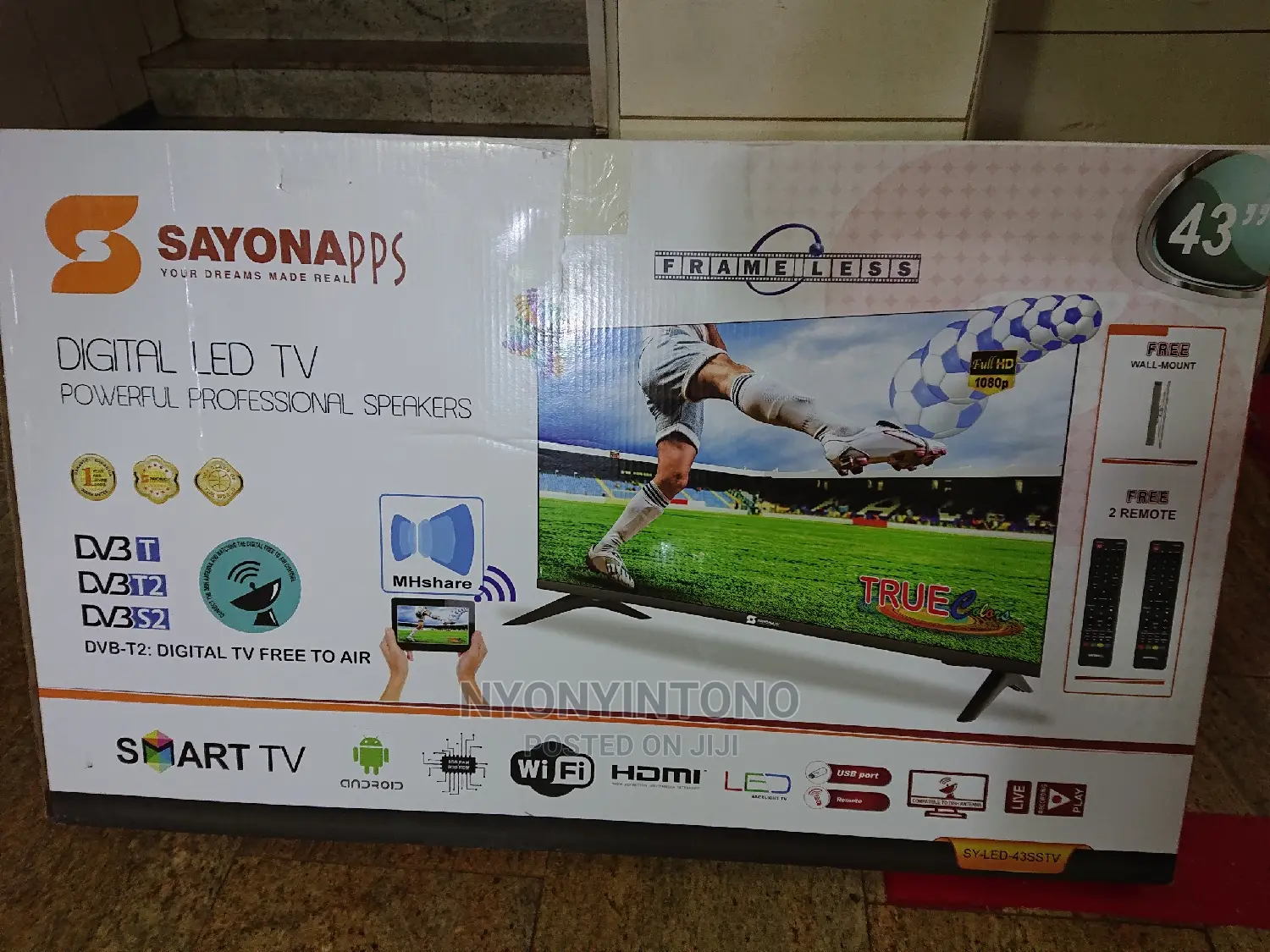 43" Sayona Android Tv Frameless With Satellite Decorder