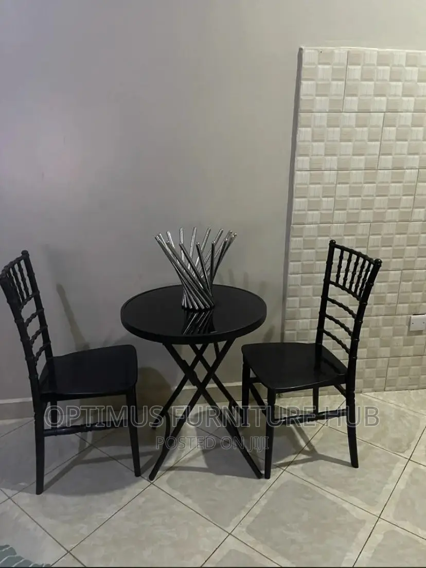 Black Set (Glass Table, 2 Chairs)