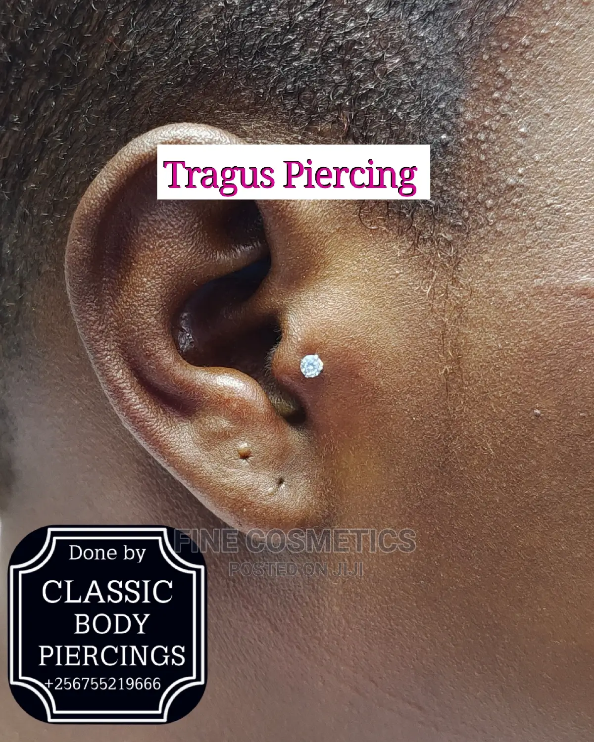 TRAGUS PIERCING Kampala Uganda. Safe Body Piercings Uganda