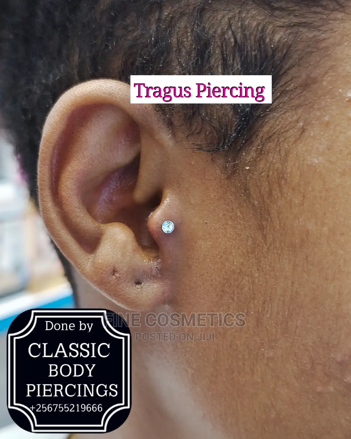 TRAGUS PIERCING Kampala Uganda. Safe Body Piercings Uganda