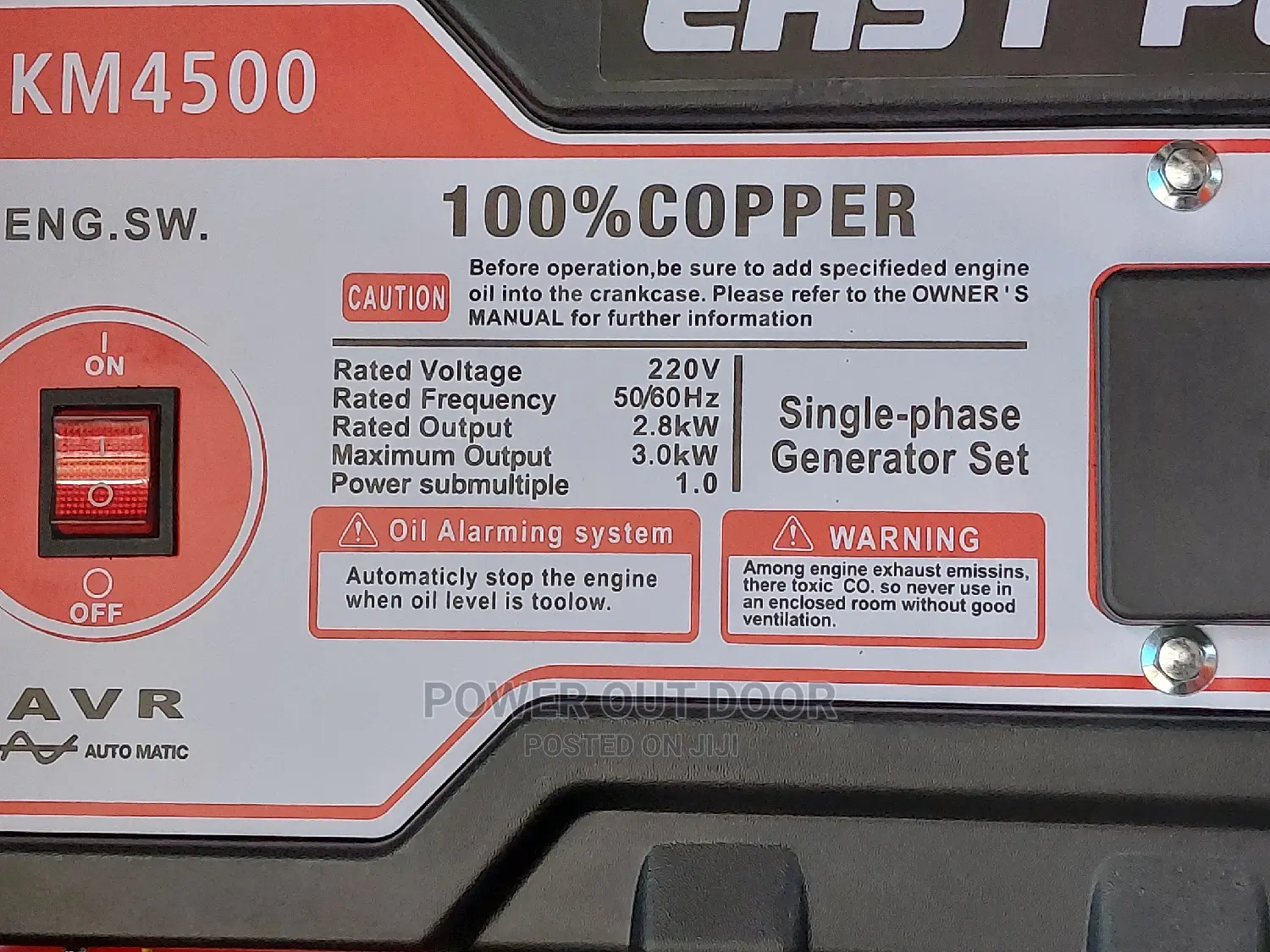 3kva /Kw Generator Easy Power Km 4500