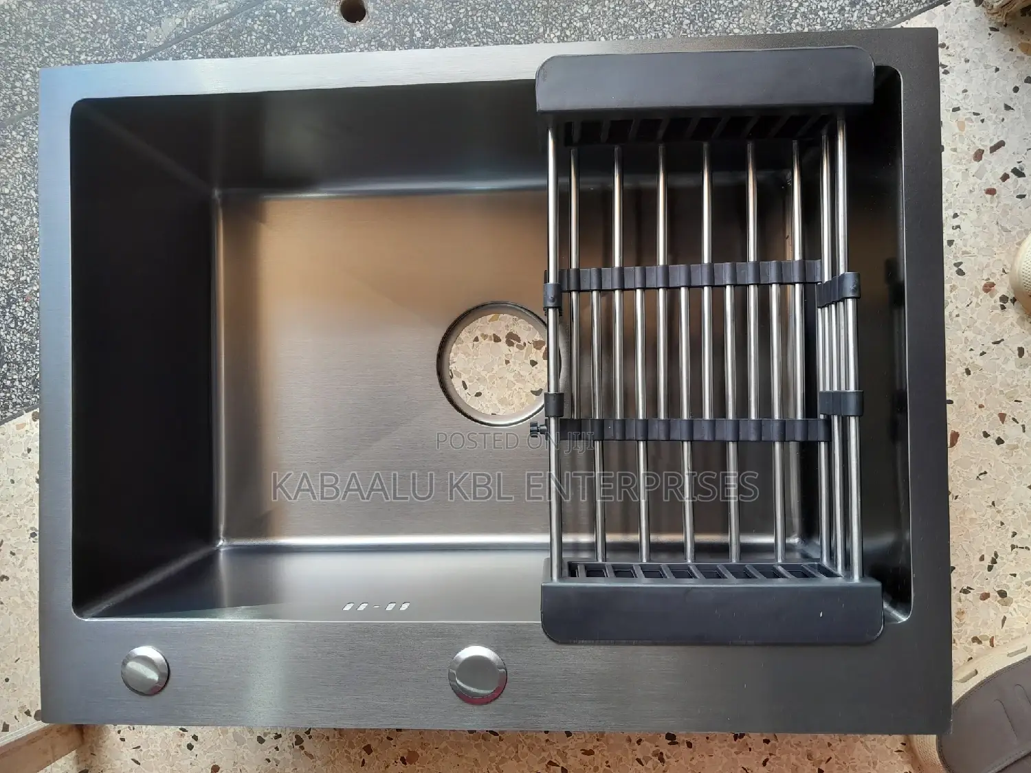 Heavy Duty Black Vegetable Kitchen Sink Single Bowl 60×45