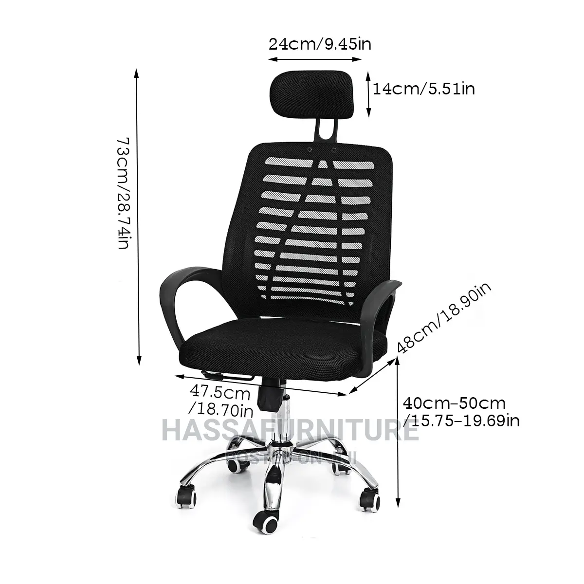 Mesh High Back Office Chair With Headrest