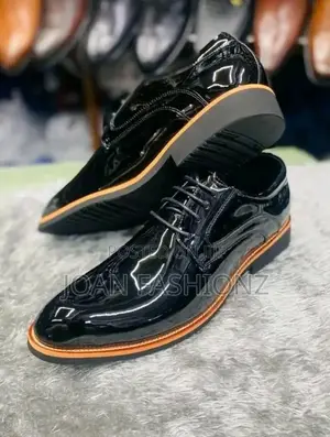 Men's Shinny Smart Men Shoes-Black