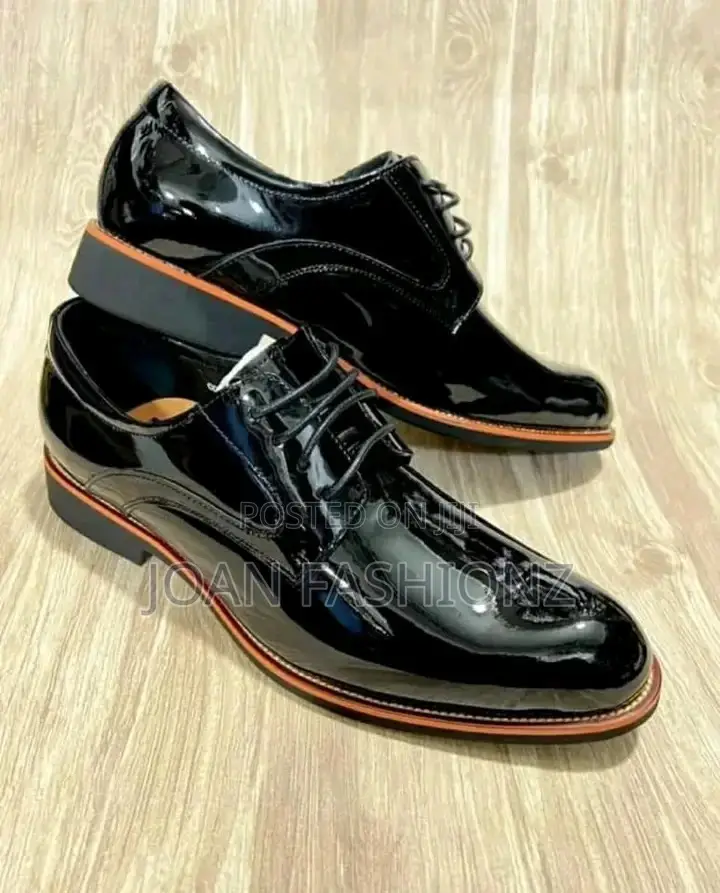 Men's Shinny Smart Men Shoes-Black