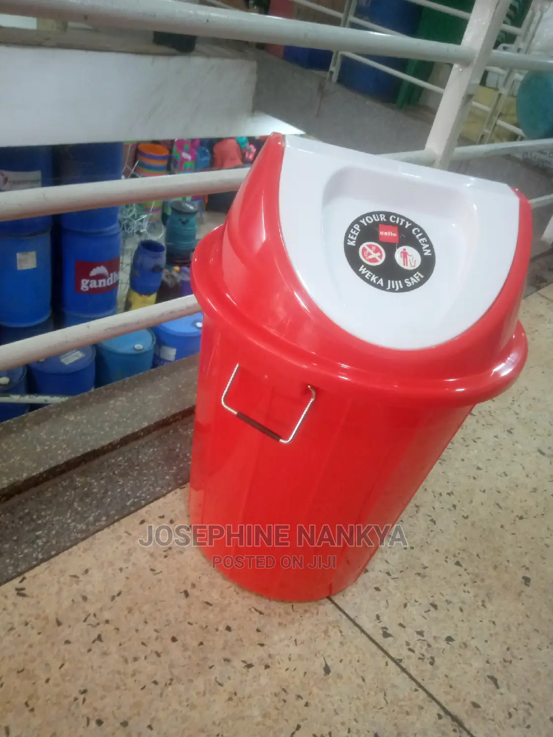 Swing Dust Bin, 50 Litres, Red