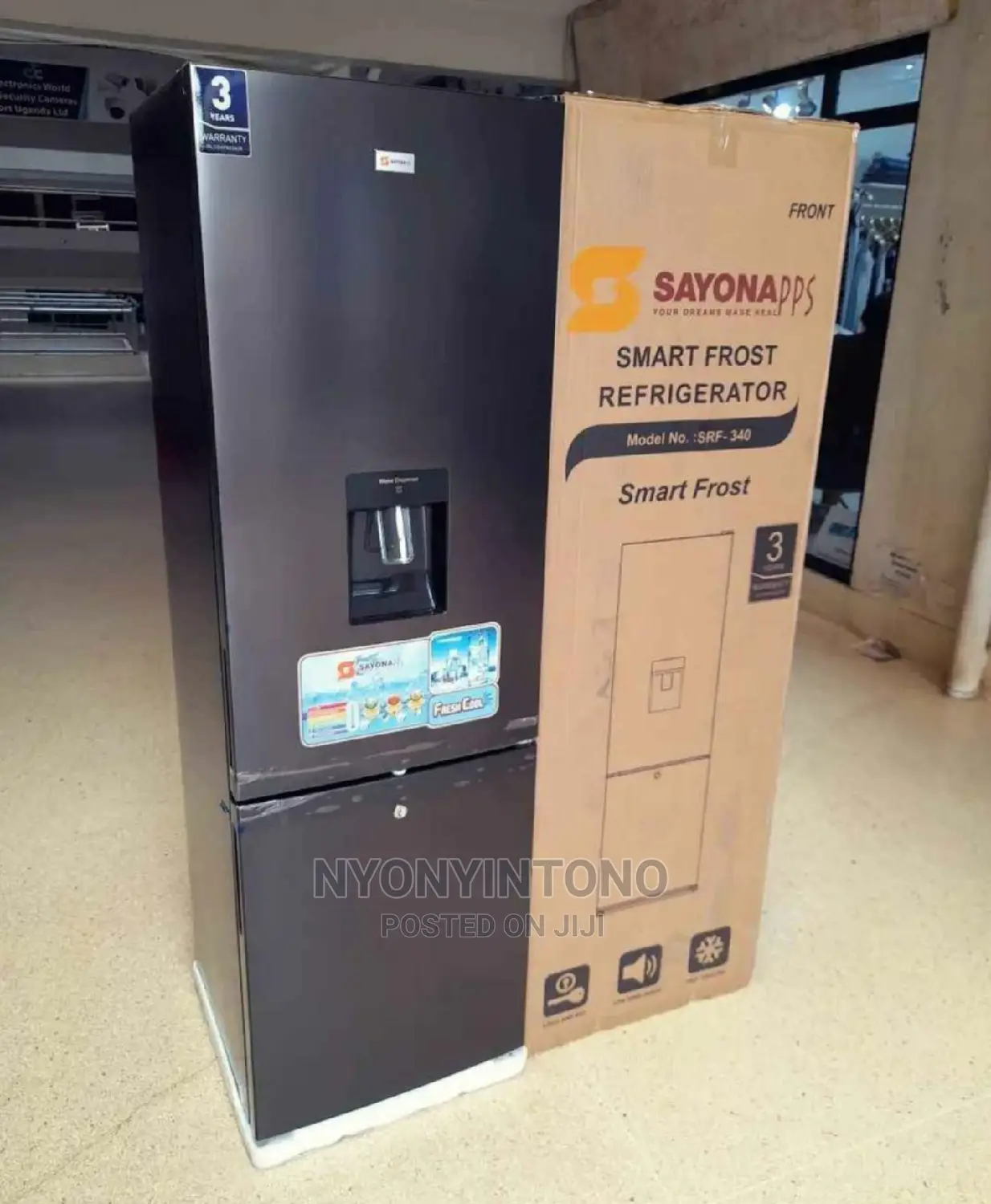 Sayona 340liters Fridge With Dispencer and 3years Warranty
