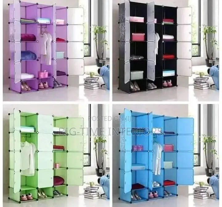 3column Plastic Wardrobe-blue