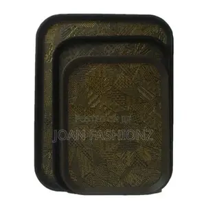 3 Piece Non Slide Rubber Serving Trays-black