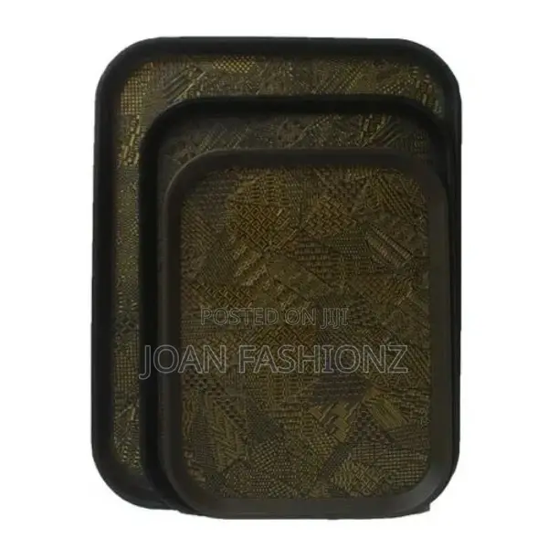 3 Piece Non Slide Rubber Serving Trays-black