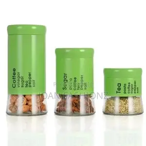 3 Piece Sugar Bowl Storage Tin Jar Canister Set -silver