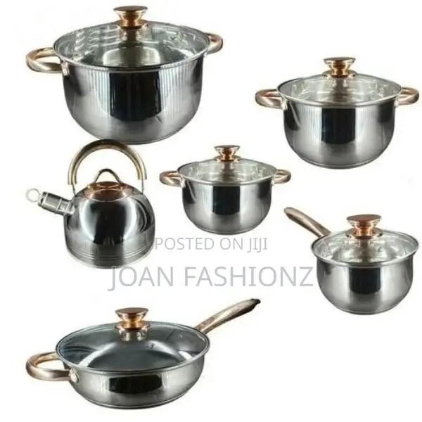 12 Piece Heavy Stainless Steel Sauce Pans/Cookware-Silver