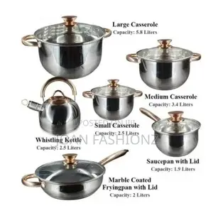 12 Piece Heavy Stainless Steel Sauce Pans/Cookware-Silver