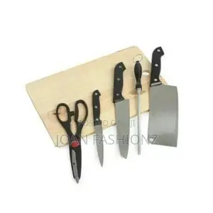 Wooden Chooping Board With Knives-brown