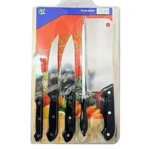 Wooden Chooping Board With Knives-brown