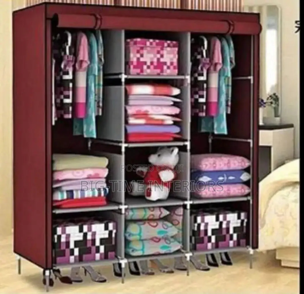 3 Column Wood and Clothe Closets- Maroon
