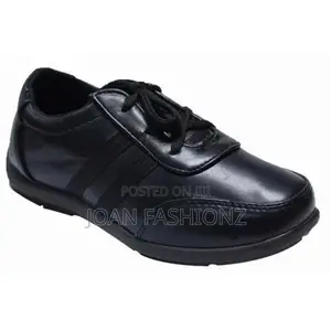 Boy's Back to School Faux Leather Lace Up Shoes-Black