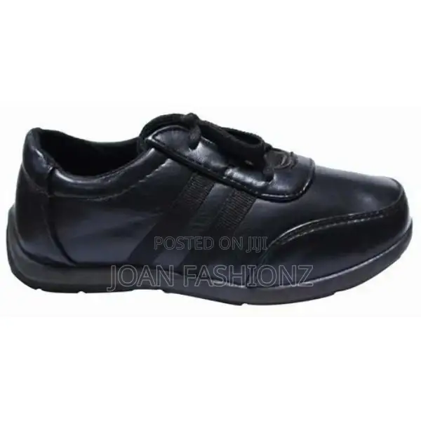 Boy's Back to School Faux Leather Lace Up Shoes-Black