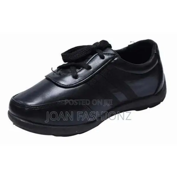 Boy's Back to School Faux Leather Lace Up Shoes-Black