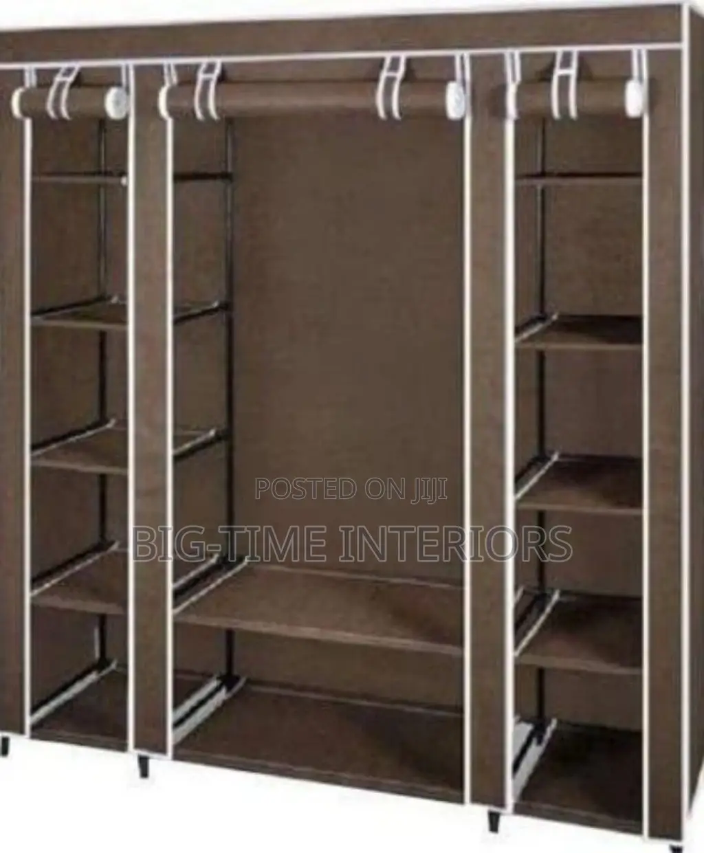 3 Column Wood And Clothe Closets- Purple