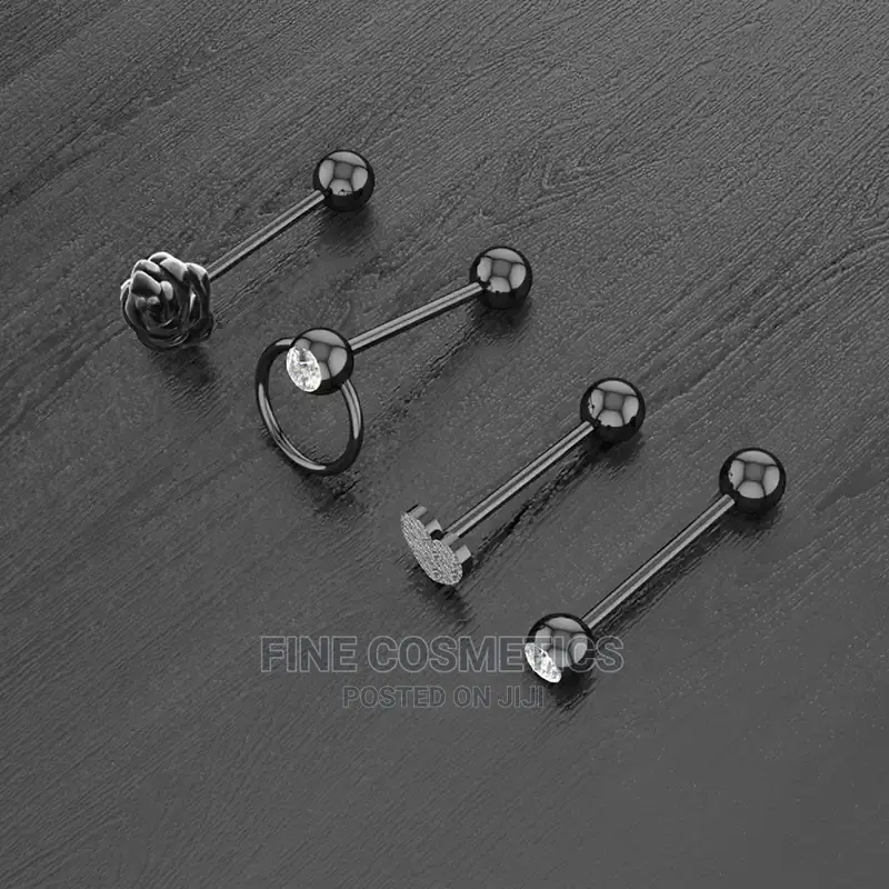 1pcs Tongue Ring Flower Stud Stainless Steel Barbell Bar Pin