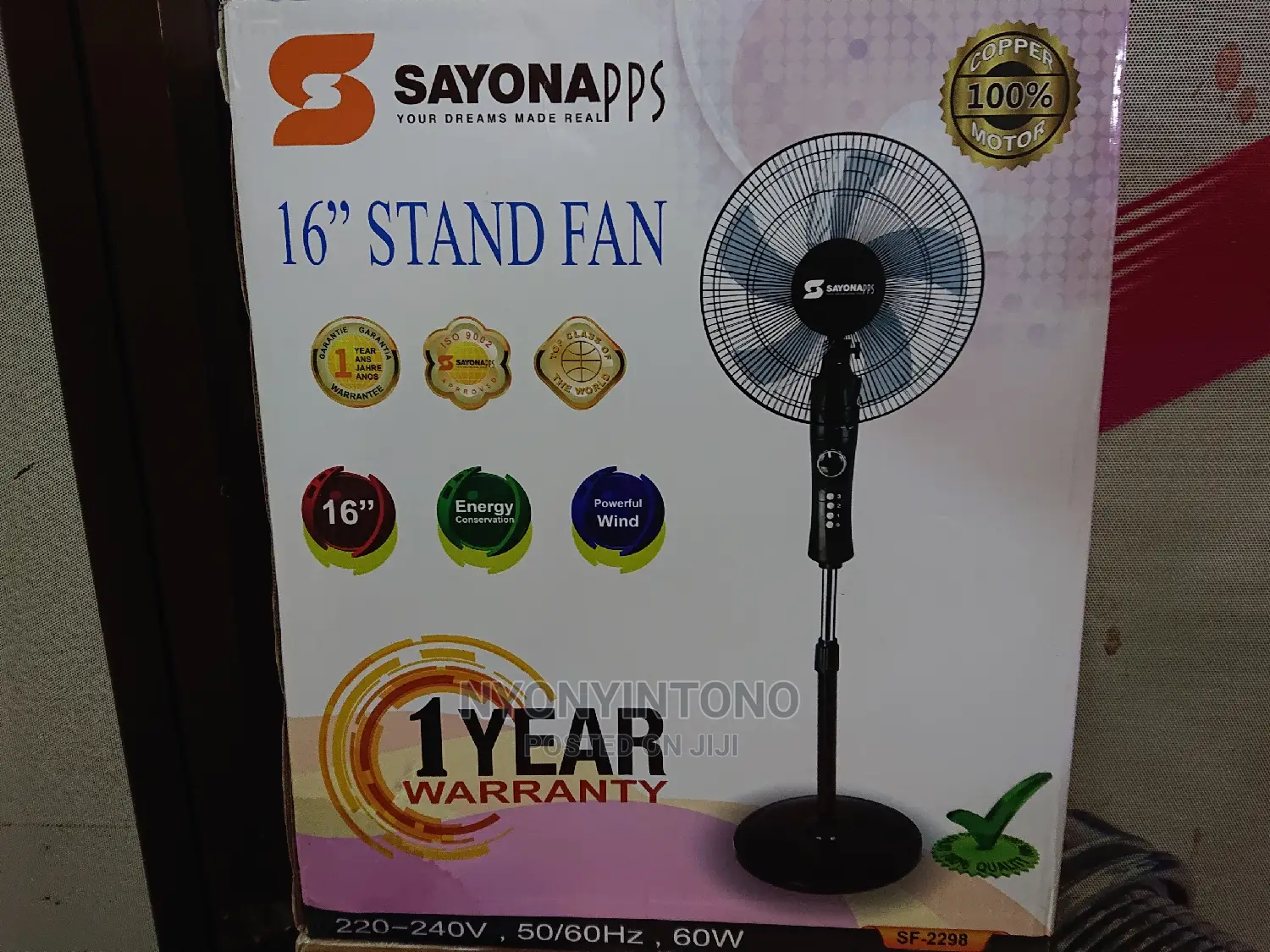 Sayona Stand Fan With 100% Copper Motor 1 Year Warranty