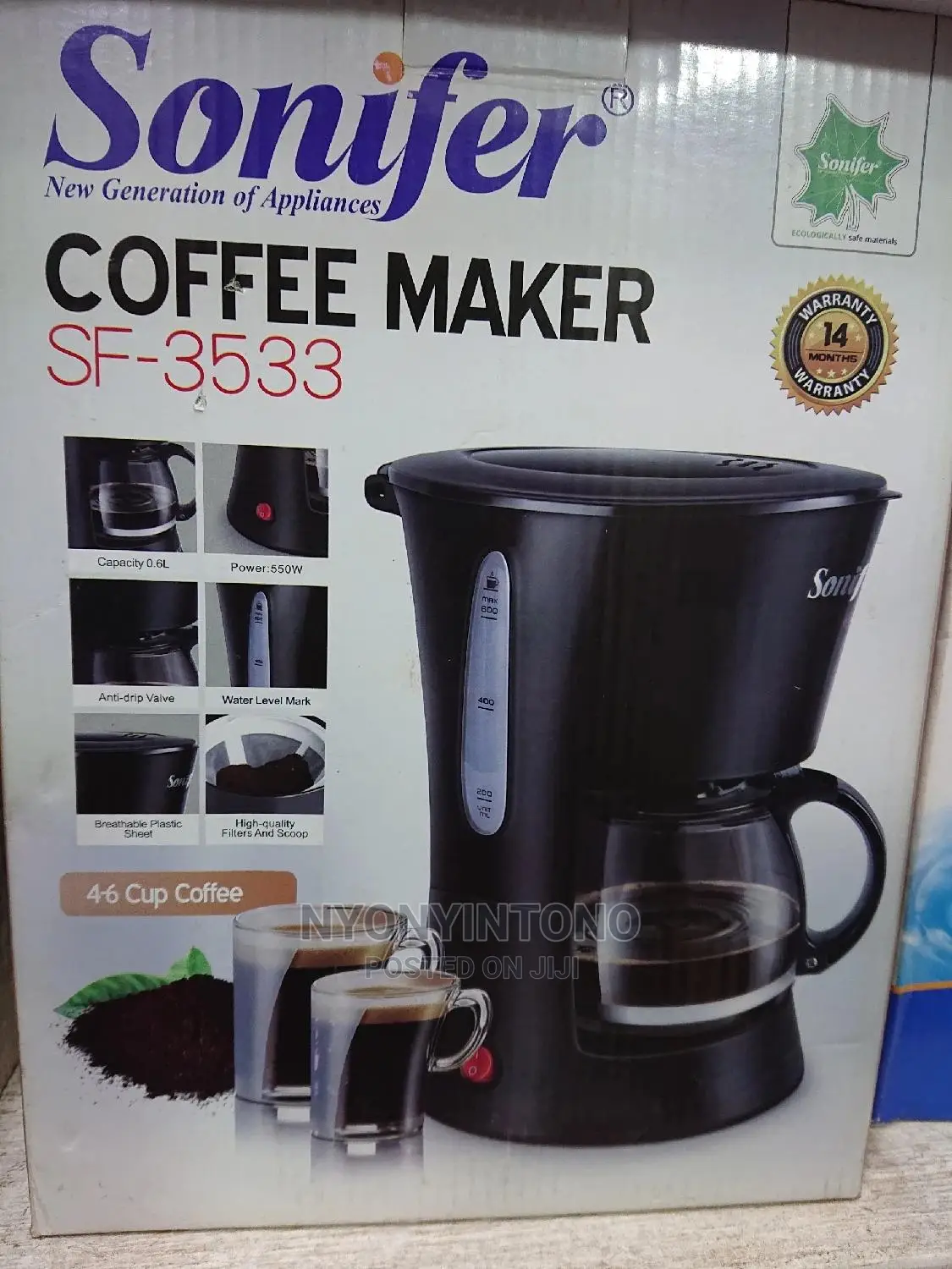 Sonifer Coffee Maker With 14 Months Warranty