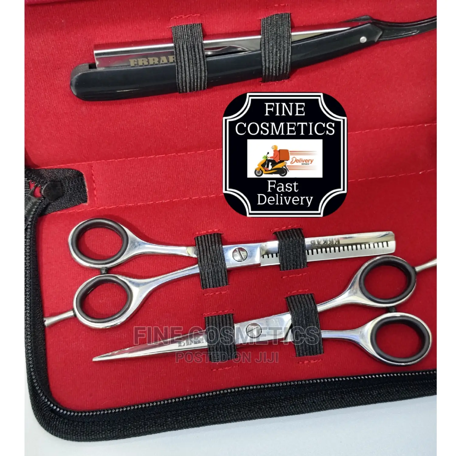 Professional Straight Shaving Razor + Hair Cutting Scissors