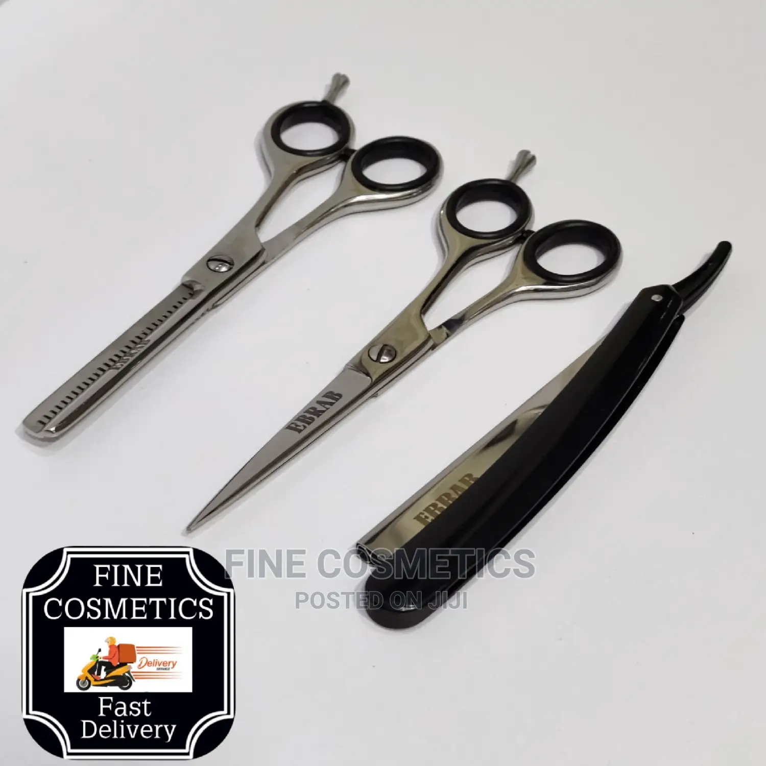 Professional Straight Shaving Razor + Hair Cutting Scissors