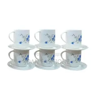 Elegant 6 Piece Cups and 6 Saucers Flowers and Design Vary