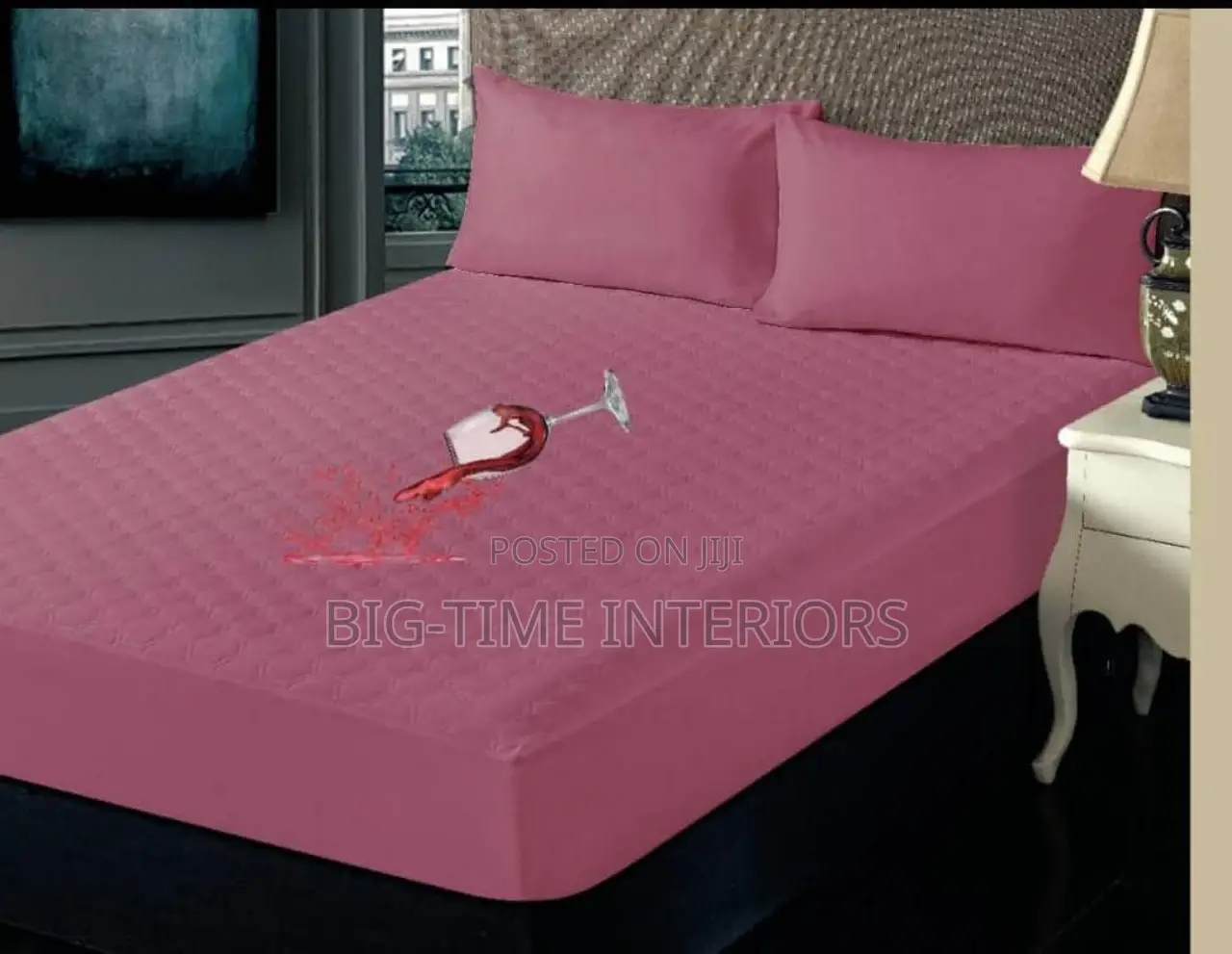 Pink Quilted Waterproof Mattress Protector