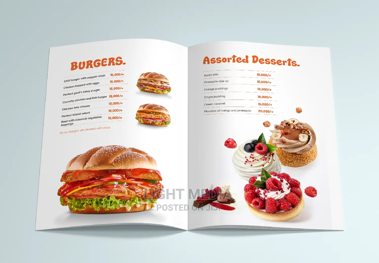 Professional Food Menu