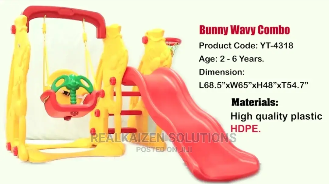 Bunny Wavy Combo Kid Slide Combo With Swing Basketball Hop