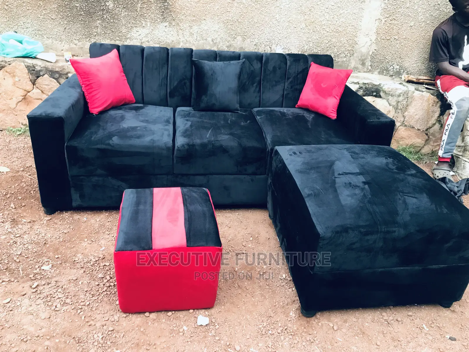 Mini Black L Sofa