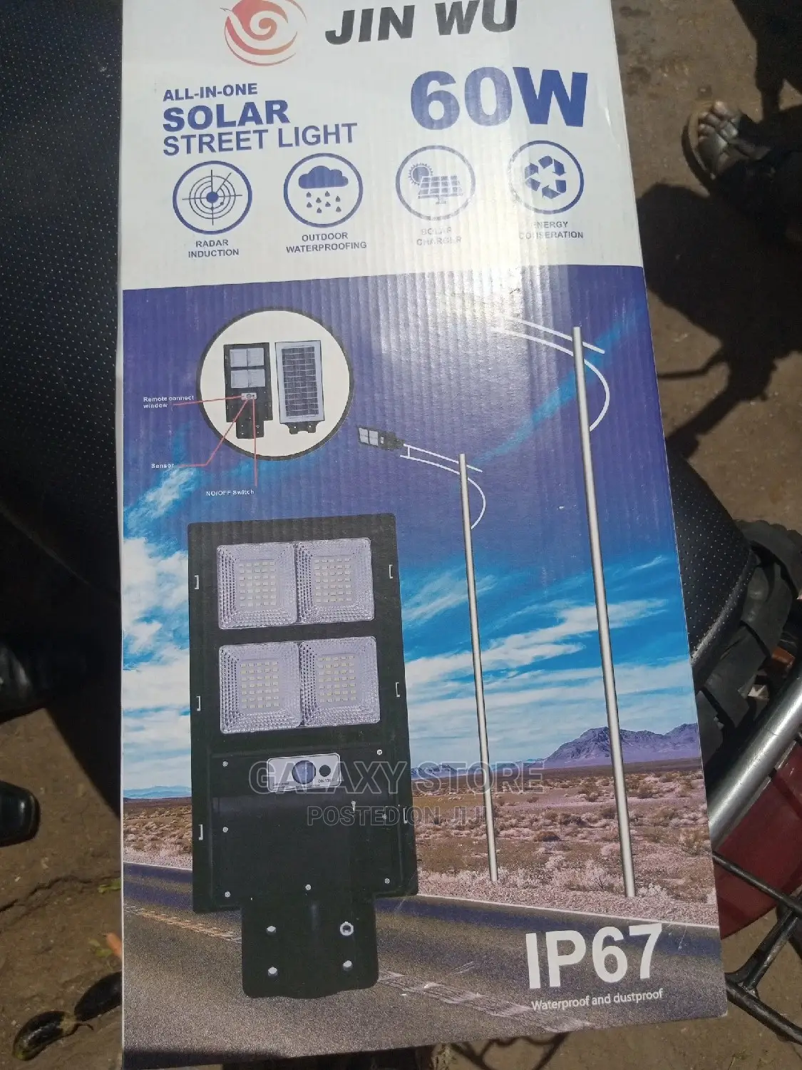 60w Solar Led Street Light Lamp With Motion Sensor